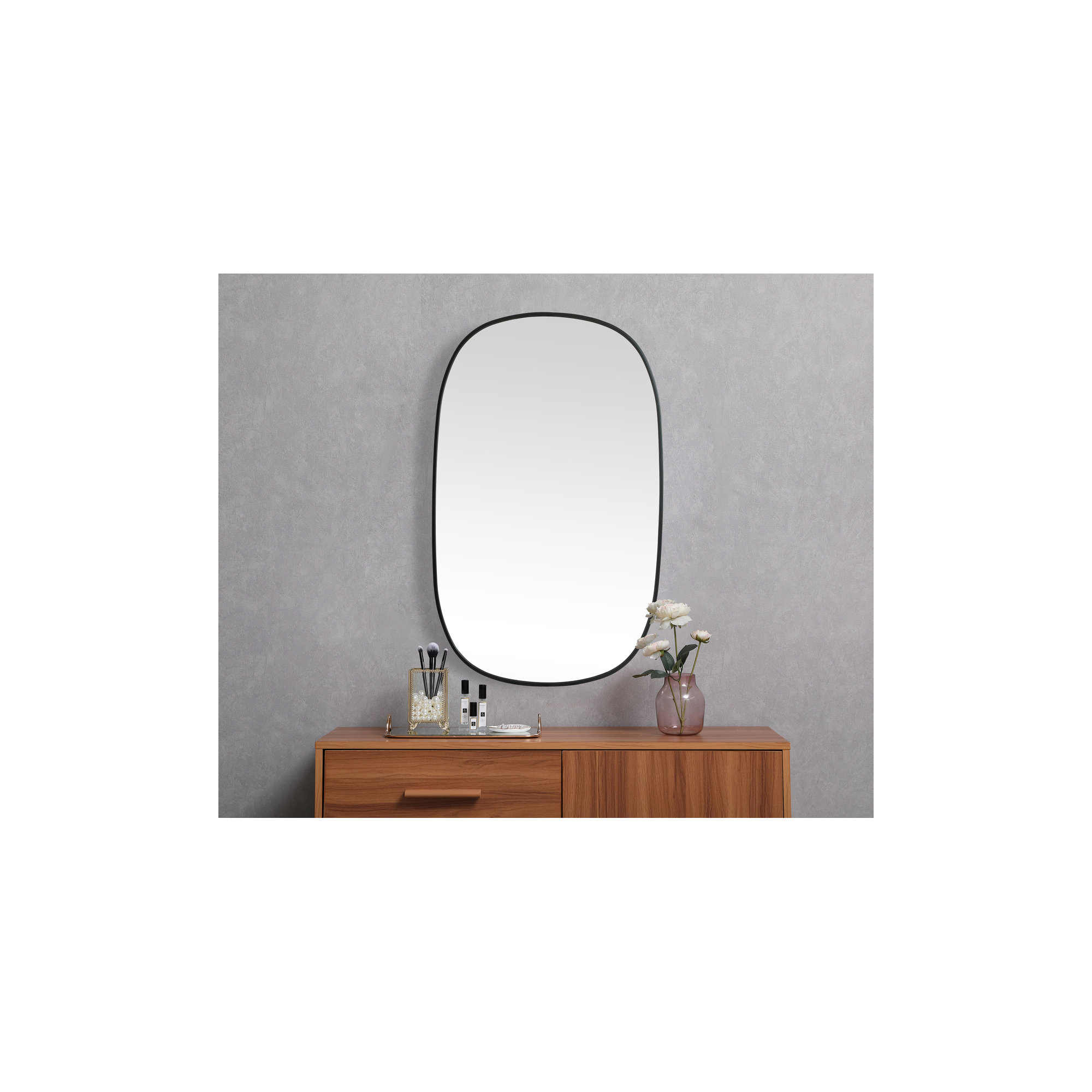 Bertin Metal Oval Wall Mirror, Black, 48"  x 30" 