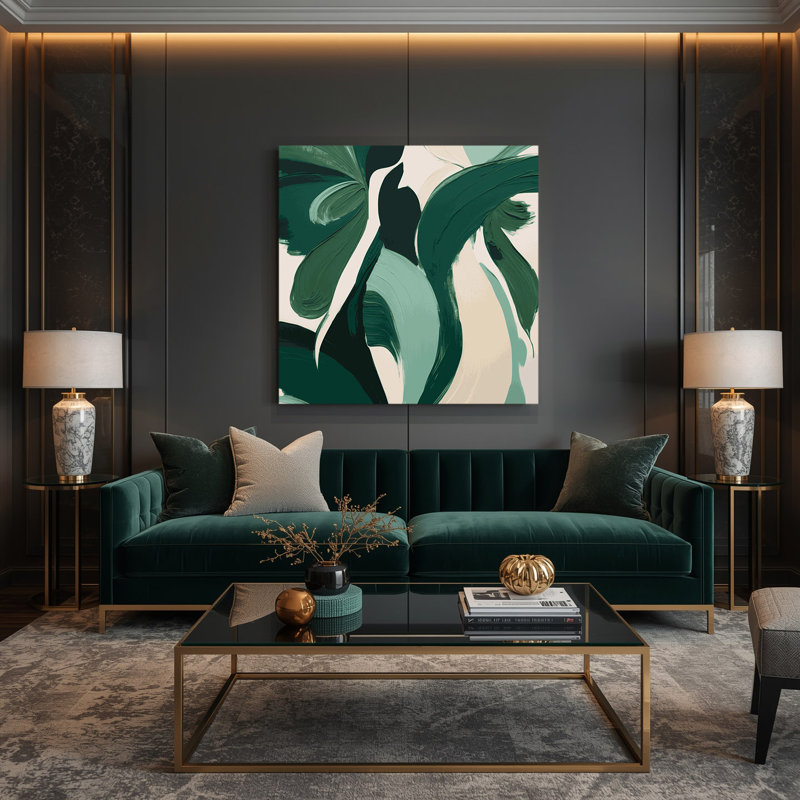 Abstrait art figuratif vert sur toile 95, H 12 po x l 12 po