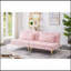 Canapé-lit de 71 po avec futon convertible avec pieds en métal doré (rose)