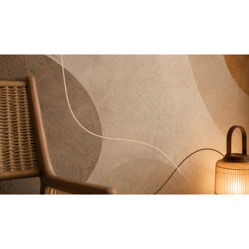 Papier peint géométrique abstrait moderne, neutre, taupe beige et brun, L 60 x L 40, Non tissé