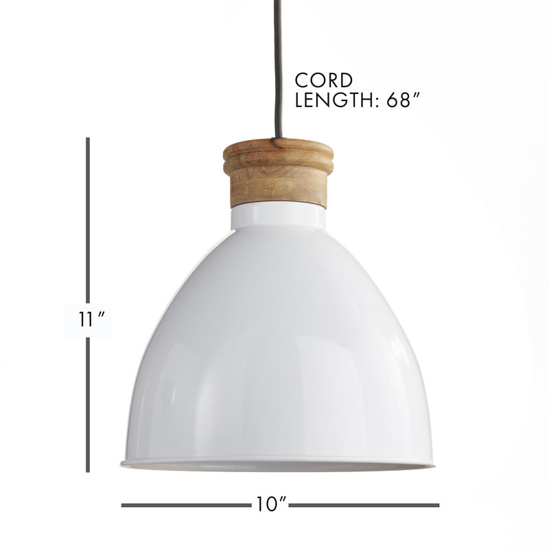 Luminaire suspendu en forme de cloche à 1 lumière Kenbridge, Blanc