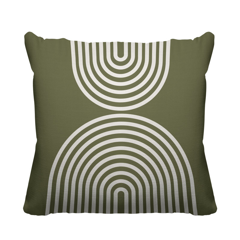 Coussin décoratif intérieur / extérieur Bini Boho Rainbow, Vert, 17 po x 17 po, Carré