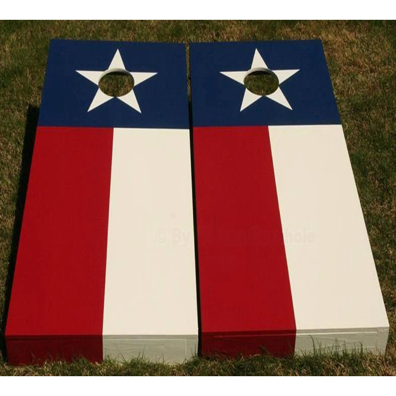 Cornhole Boards 2 po x 4 po, imprimé drapeau du Texas, ensemble de cornhole en bois massif, 8 sacs à billes, comprend deux planches de cornhole en bouleau baltique réglementaire