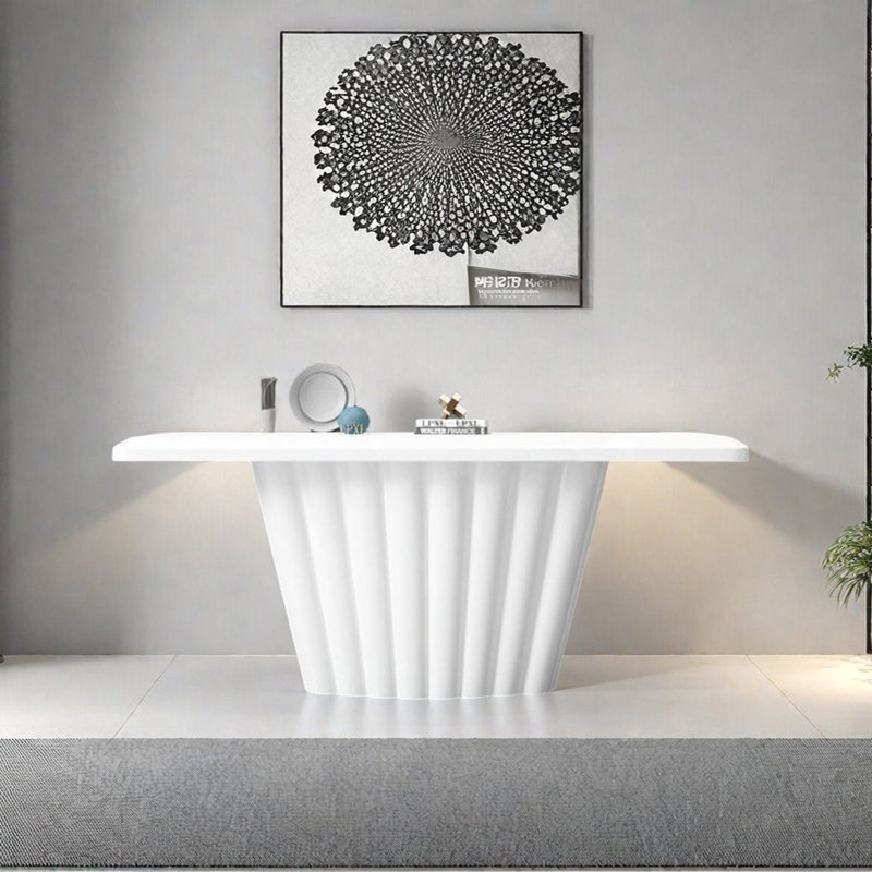 Console moderne minimaliste, H 35,43 po x l 62,99 po x P 15,75 po, Blanc