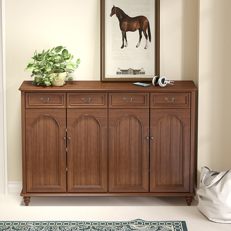 Nut-brown Solid Wood Shoe Storage Bench