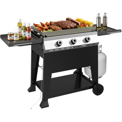 Maison Backyards 3-Burner Liquid Propane Gas Grill with Hood and Extendable Side Shelves