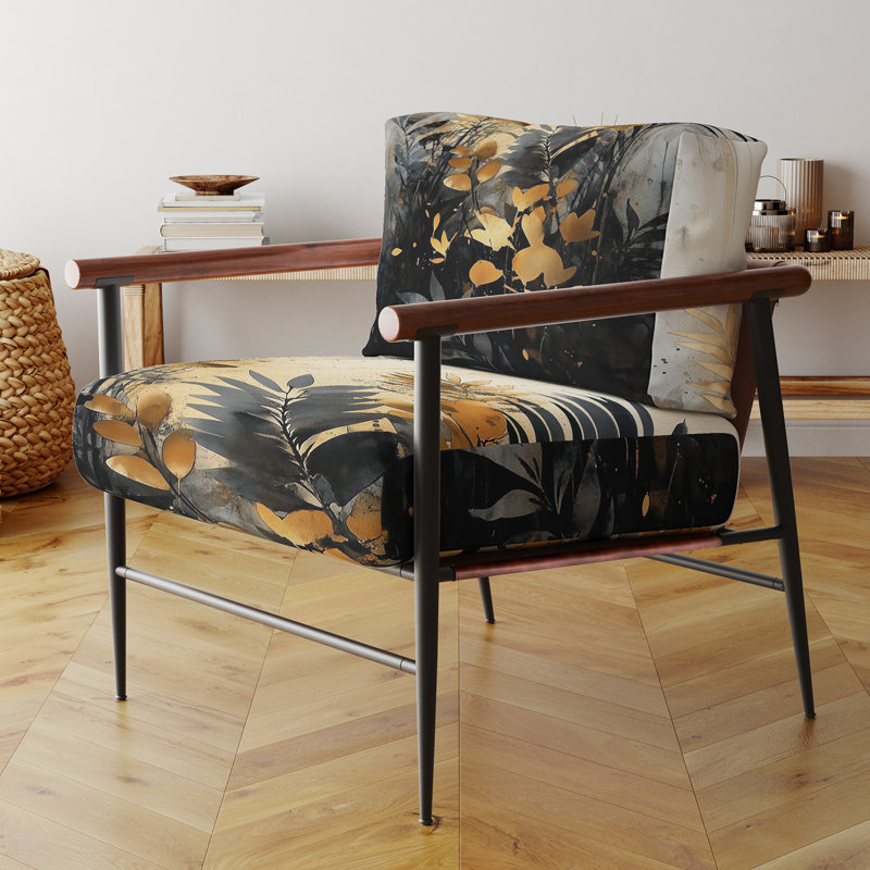 Chaise d'appoint Palm Trees - Lush Tropical Palm Tree Forest I, Brown Round Arms