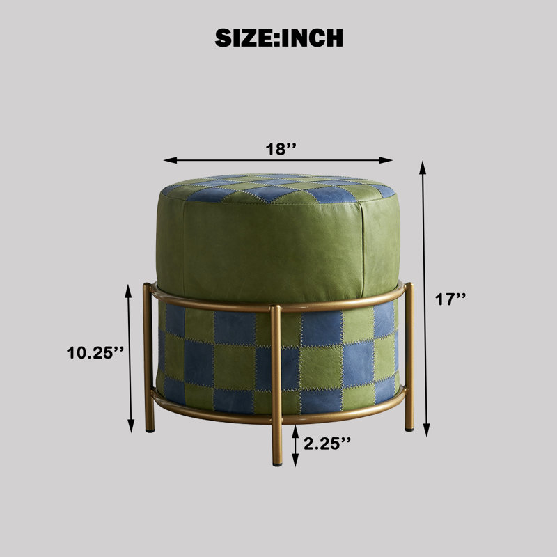 Vitalius Upholstered Ottoman, Green/Blue
