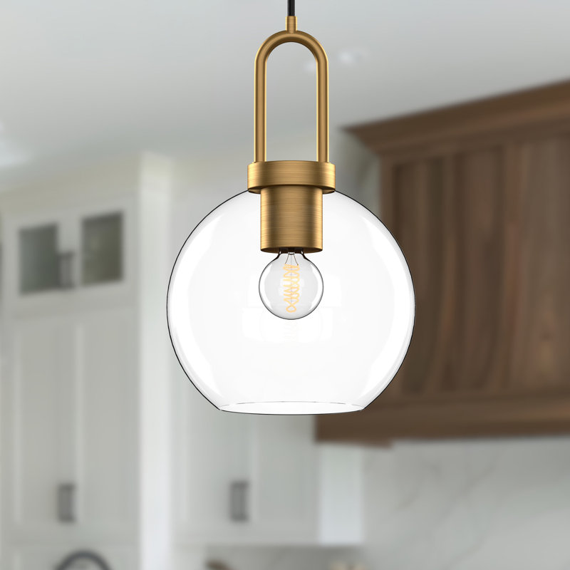 Luminaire suspendu en forme de globe à 1 lumière Soji, Doré vieilli, H 15 po x l 7,88 po x P 7,88 po