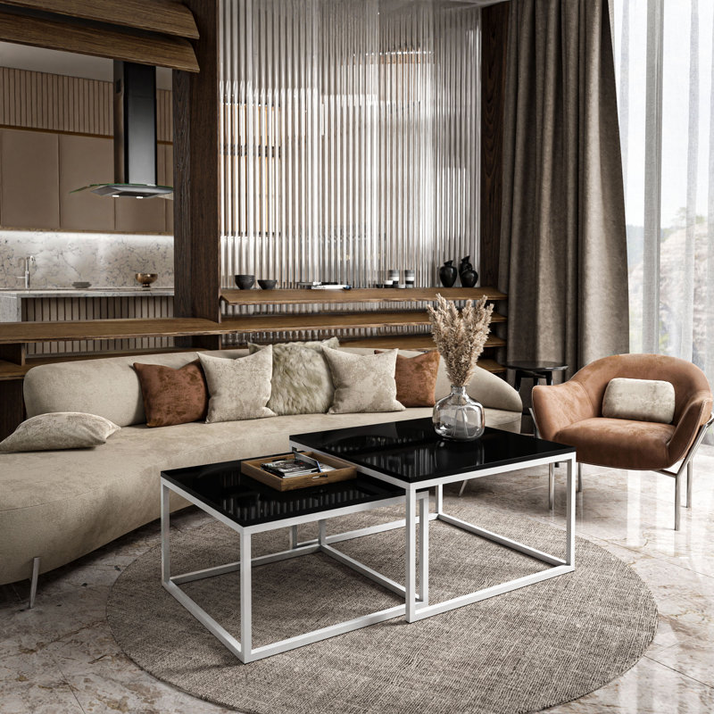 Arianit Frame Coffee Table, Black, High-gloss black