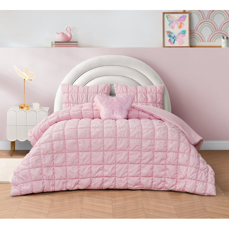 Ensemble d'édredon réversible 4 pièces pour enfants avec coussin décoratif Kami, Ensemble complet de courtepointe 4 pièces