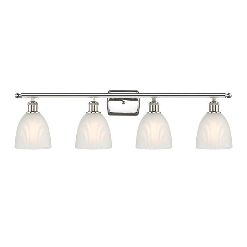 Éclairage de salle de bain à intensité variable 4 lumières Asdsit, Blanc, Nickel poli, Ampoule non incluse