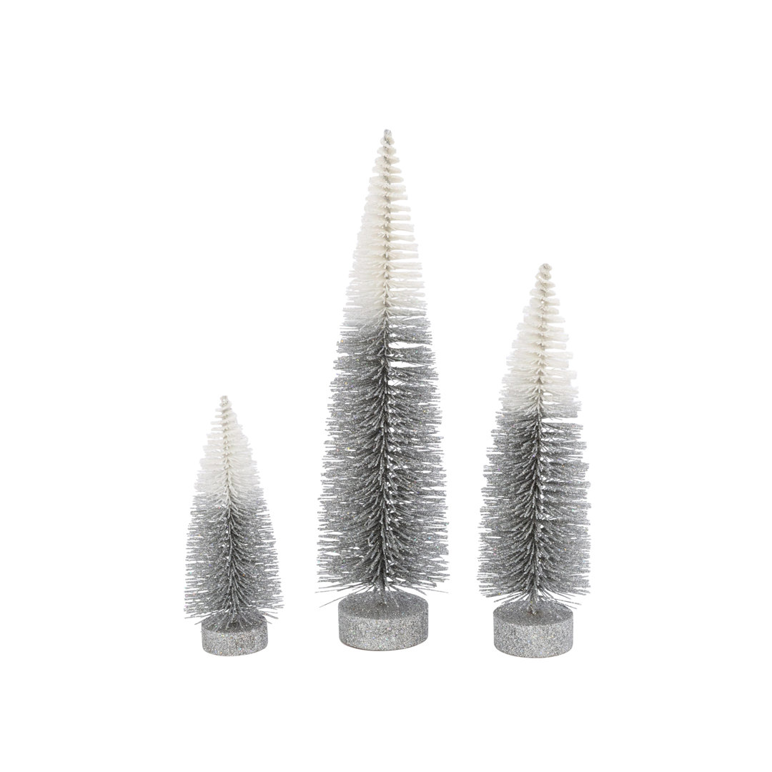 Set Of 3 Grey White Ombre Bottle Brush Trees The Holiday Aisle®