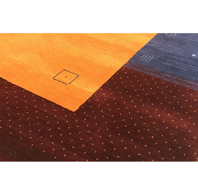 Tapis orange de haute qualité noué à la main