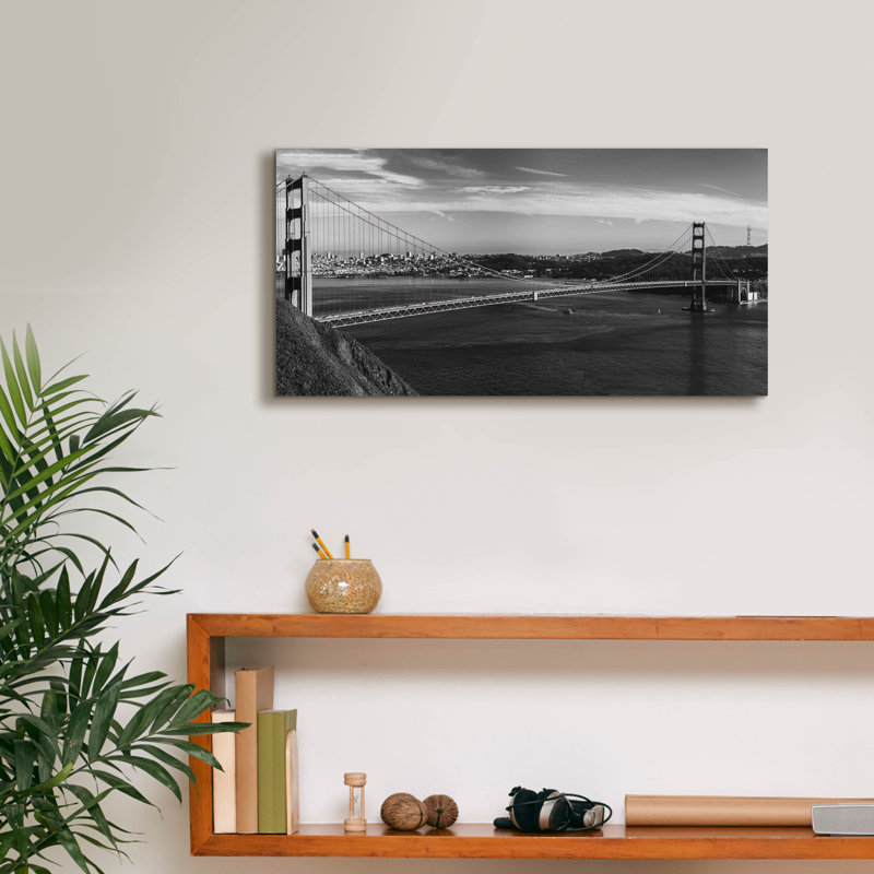 "Golden Gate Bridge Bw" par Epic Portfolio, H 12 po x l 24 po x P 0,75 po