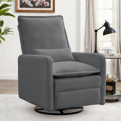 Fauteuil inclinable, fauteuils inclinables et pivotants avec coussins, fauteuil inclinable à bascule pour petit espace, fauteuil inclinable manuel avec poches latérales