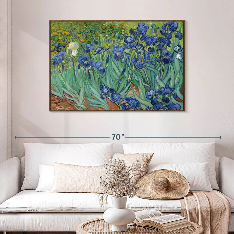 Irises 1889, 46" X 31", Floating Frame Walnut