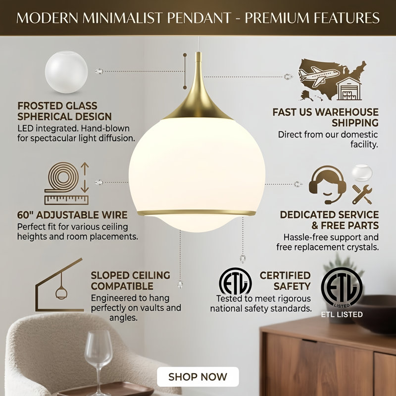 1-Light Dimmable Integrated LED Pendant , Polished Brass, 72.25" H X 9.75" W X 9.75" D