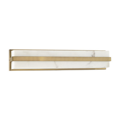 4.75" W x 24" H ADA Integrated LED Vanity Bath Bar in Aged Brass with Alabaster Glass