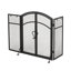 Pare-feu pliable en fer avec portes et outils, noir mat, 128,3 cm x 81,3 cm x 14 cm, pliable en 2 parties.