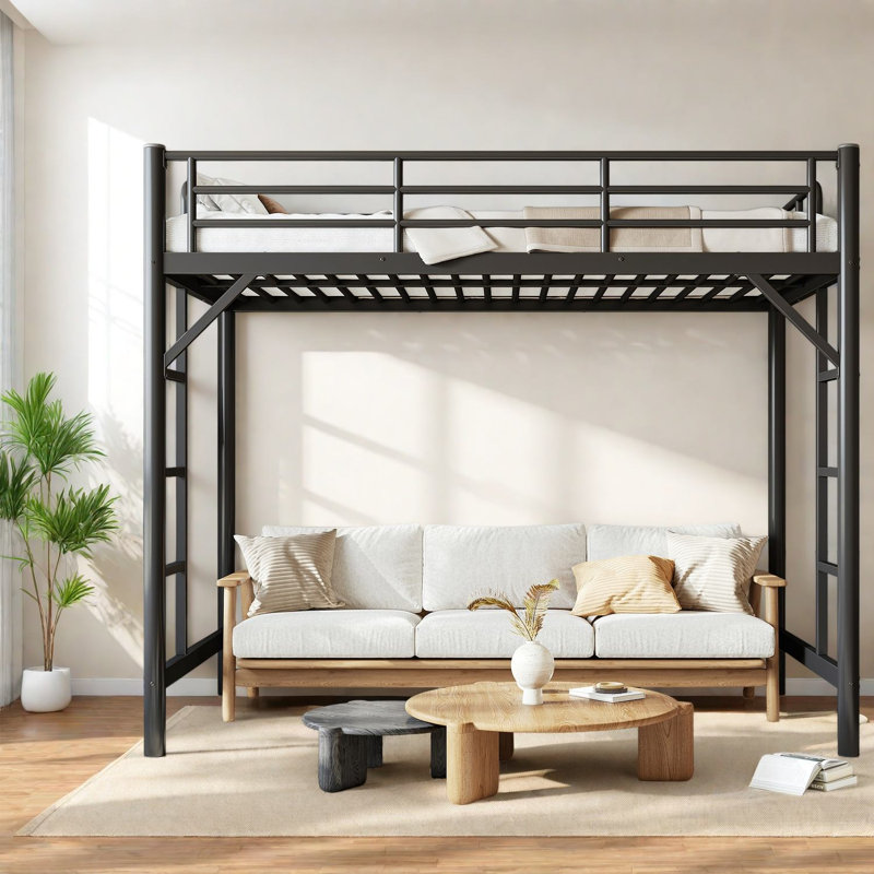 Lit peu encombrant avec rangement, lit mezzanine simple en métal TG, chambre à coucher moderne