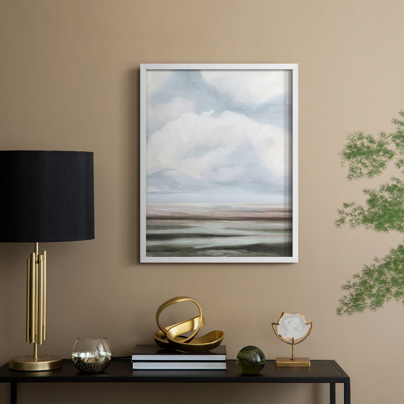 Diluted Plains II Framed Print - Solid Wood, 15" H x 12" W, White