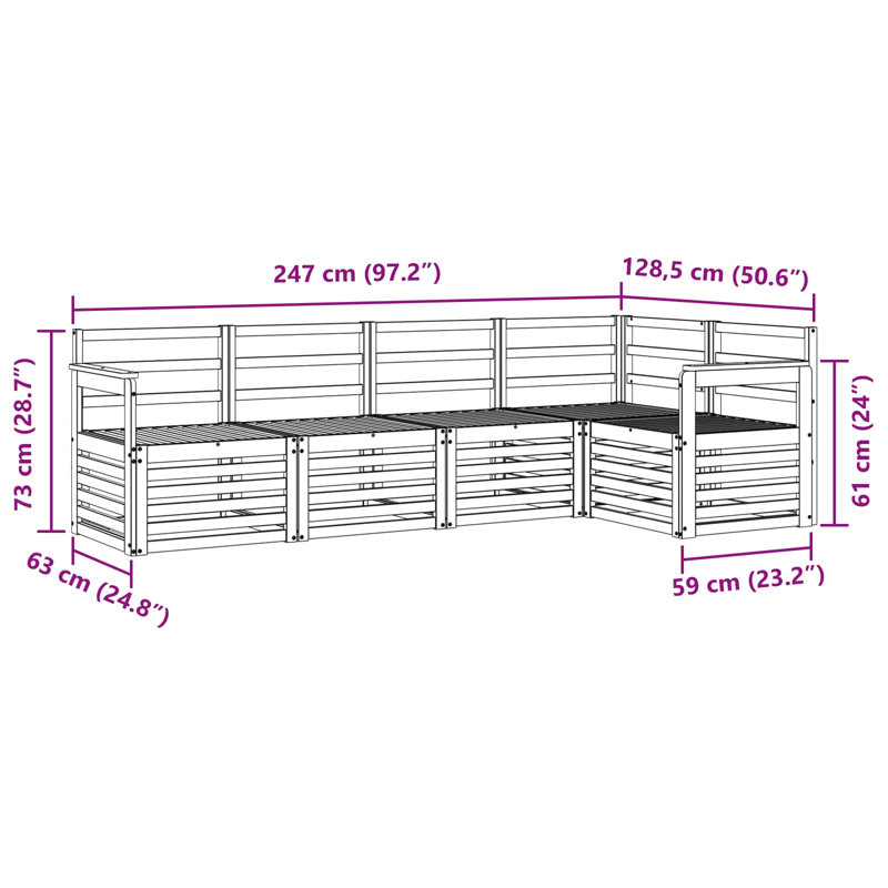 247cm Wide Patio Sectional Set