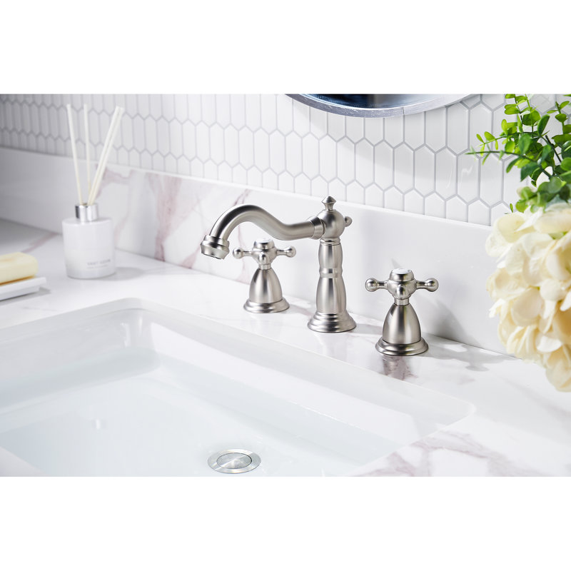 Robinet de salle de bain à 2 poignées avec ensemble de drain Alladdin, Nickel brossé