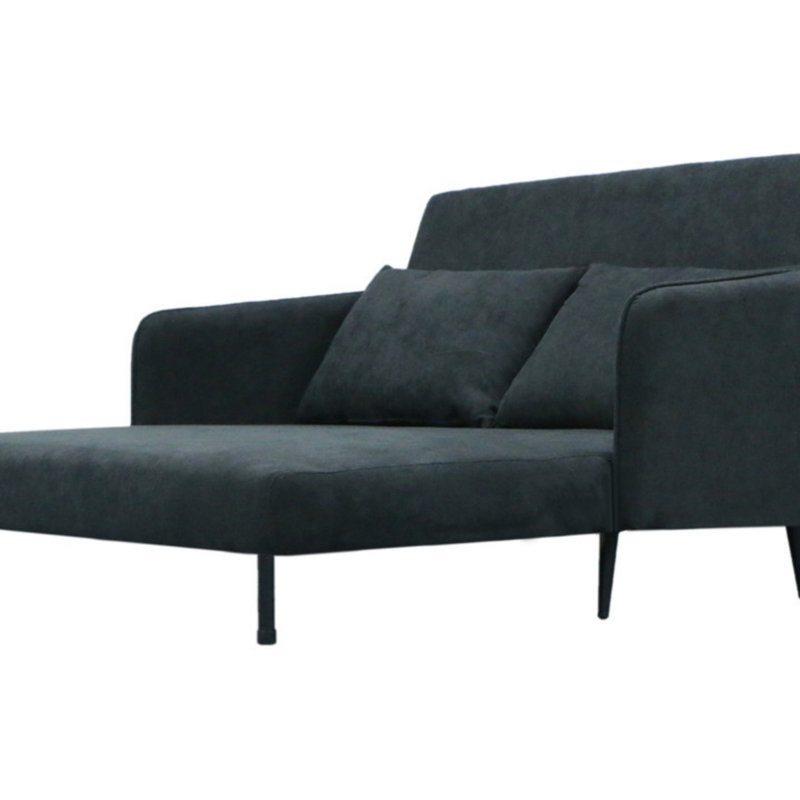 Causeuse convertible en tissu Leandro de 61 W avec coussins, polyvalente et confortable pour tout espace de vie, Noir