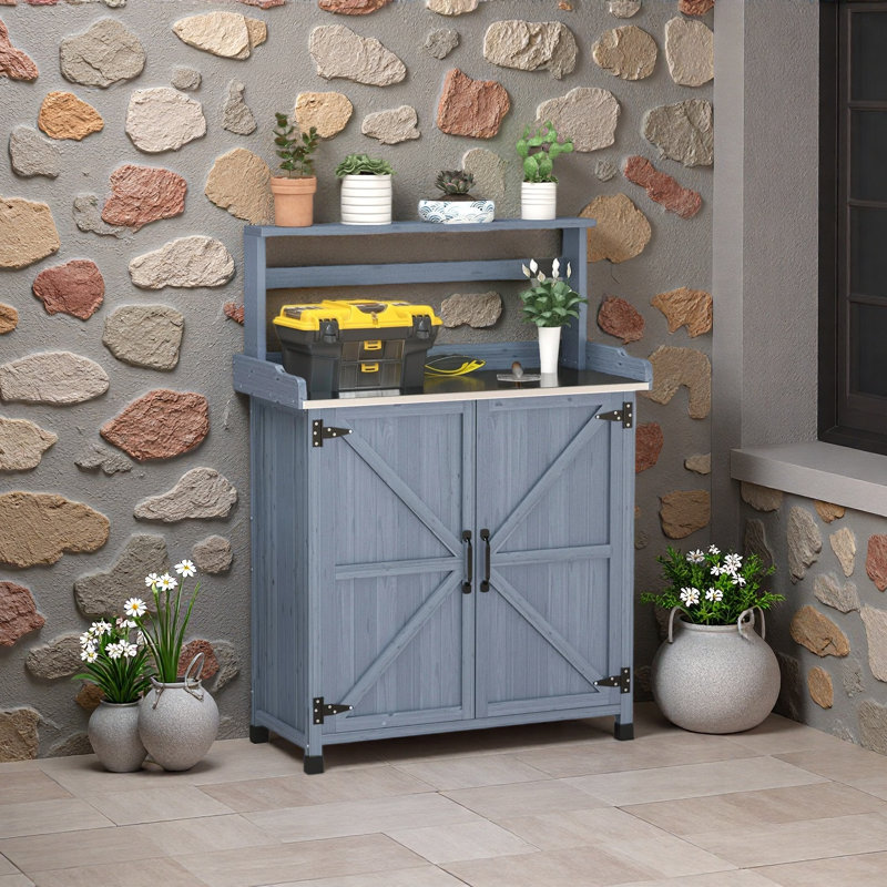 Table de rempotage en bois pour l'extérieur, Gray