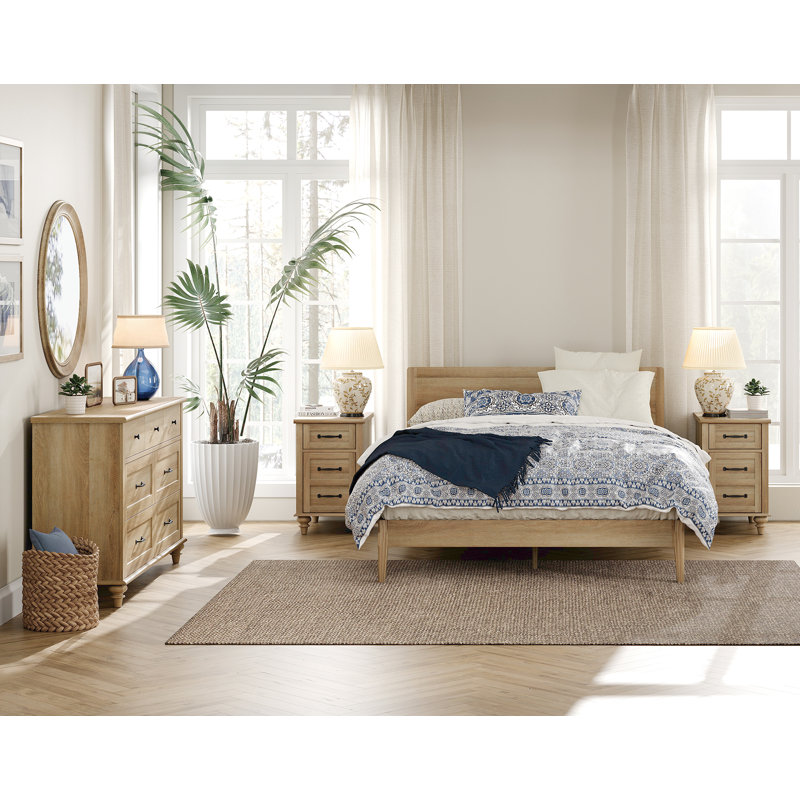 Scarlett 3 Piece Bedroom Set - Includes Mid Century 7 Drawer Dresser, Set Of 2 Side Tables With Charging Station & Storage Cabinet, 3 Piece Dresser And Nightstand Sets