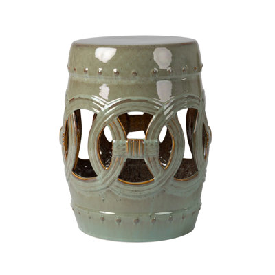 Patio Sense Large Medallion Ceramic Garden Stool ,Table Perfect As Plant Pedestals- Olive Jade Green by PatioSense