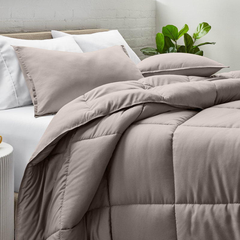 Ensemble d'édredon ultra-doux toutes saisons, Édredon pour très grand lit + 2 très grandes ta, Kaki