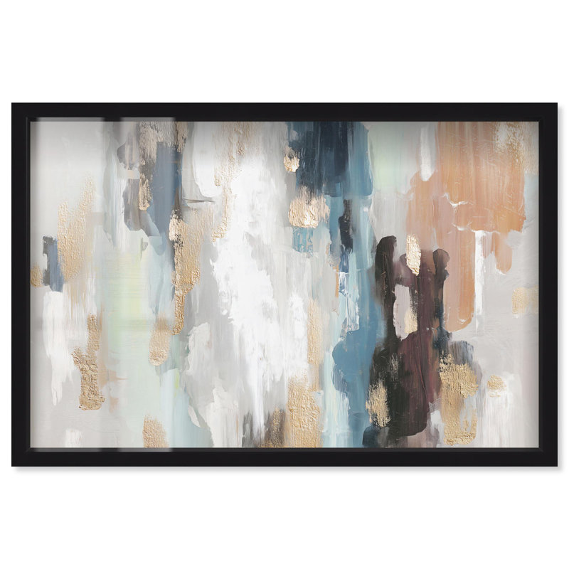 «Golden Descent I Boho Decor Shadowbox» par Art Remedy, H 11 po x l 16 po, Noir