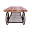 Table basse Warm - finition chêne et gris antique, roues rectangulaires en métal