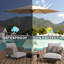 Parasol de patio 7,5 pi - imperméable, 6 nervures, mécanisme d'inclinaison, pour le jardin, la terrasse, la cour arrière, la piscine - beige