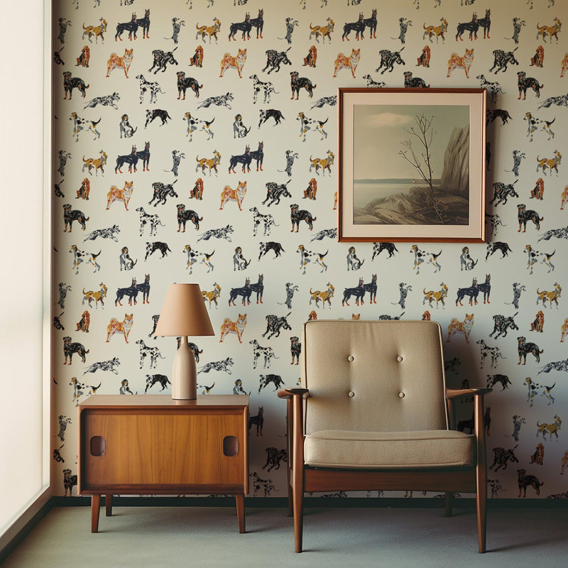 Dog Days - Pale Blue Wallpaper, Pale Blue, Peel & Stick, Self-Adhesive
