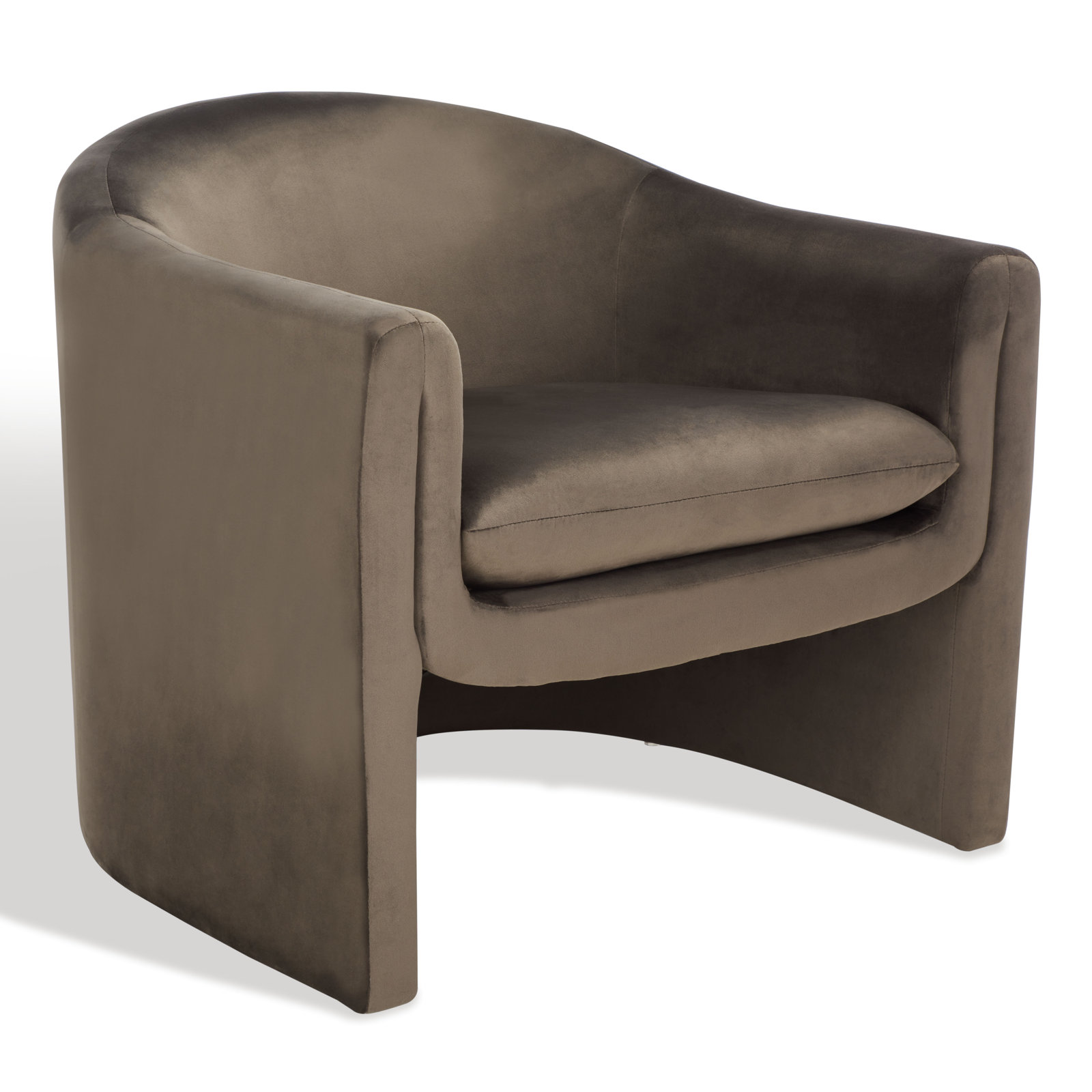 Pollman Barrel Chair, Dark Brown Velvet
