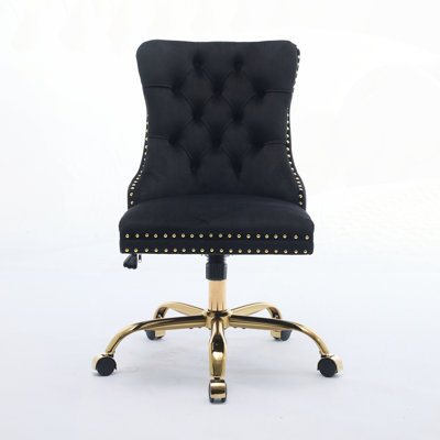 Modern Velvet Upholstered Tufted Button Office Chair by Mercer41