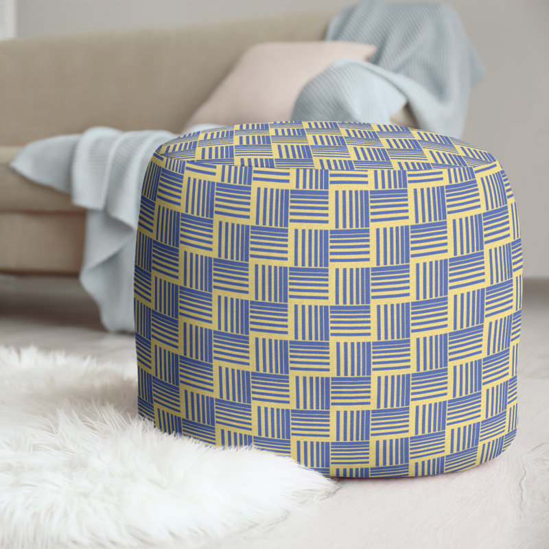 repose-pieds à rayures classic basketweave, Jaune / bleu