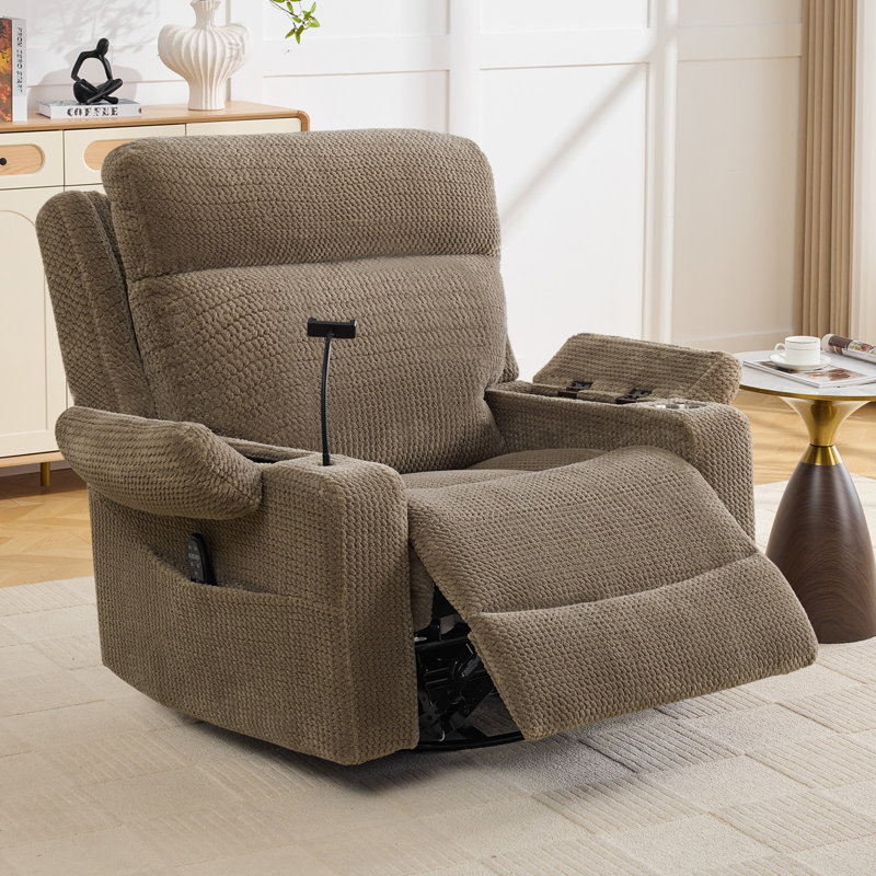 Dual Motor Oversized 41" Power Swivel Rocker Recliner with Adjustable Headrest,Infinite Position,Massage and Heat, USB Type C, Armrest Storage