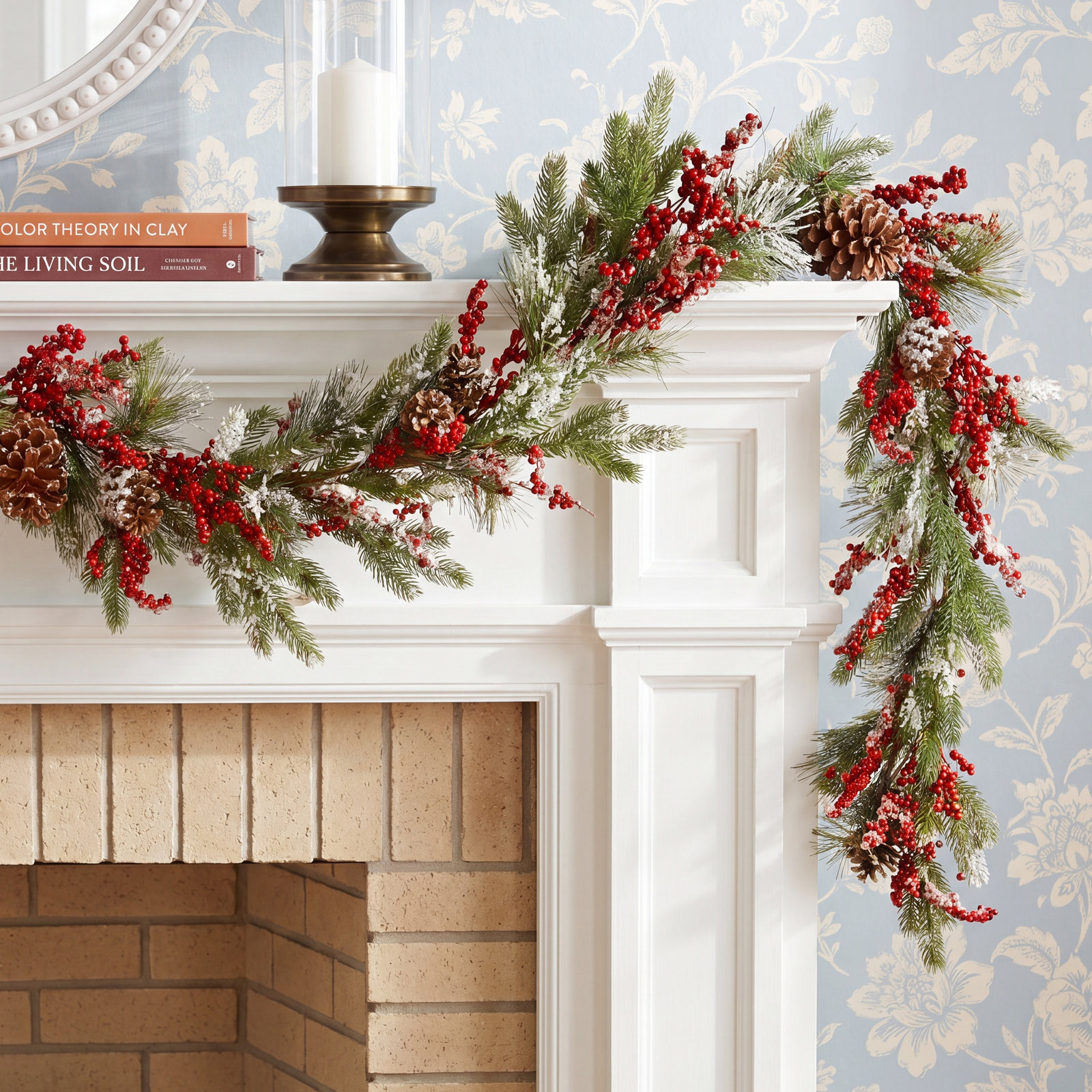 72" Frosted Pre-Lit Berry Garland