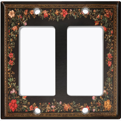 Couvercle de plaque d'interrupteur en métal de taille 2 GFI - cadre rustique floral