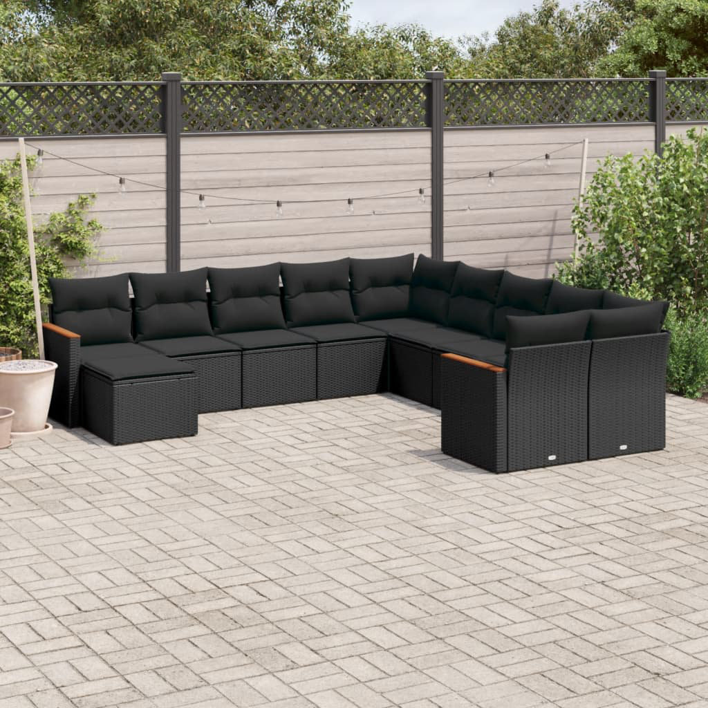 Vidaxl 11-Tlg. Garten-Sofagarnitur Mit Kissen Grau Poly Rattan