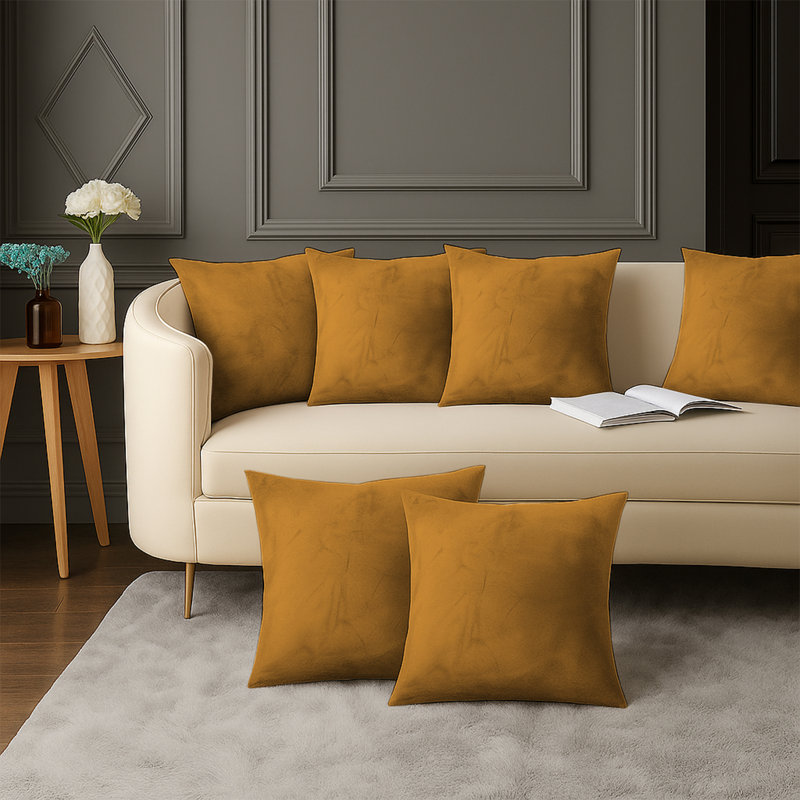 Square Cushion Cover, Ochre