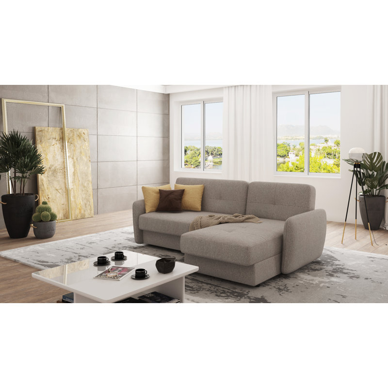 Modern Corner Chaise Sofa Jumbo with sleeping function, Dark Beige, Left Hand Facing