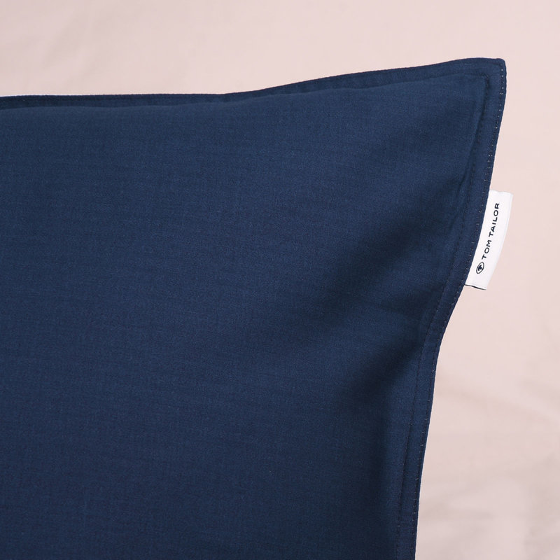 TWO-TONE SOLID COLORS Satin Duvet Cover Set Set, 200 x 220 cm  - 2 Pillowcases (80 x 80 cm), Dark Navy/Sky Blue