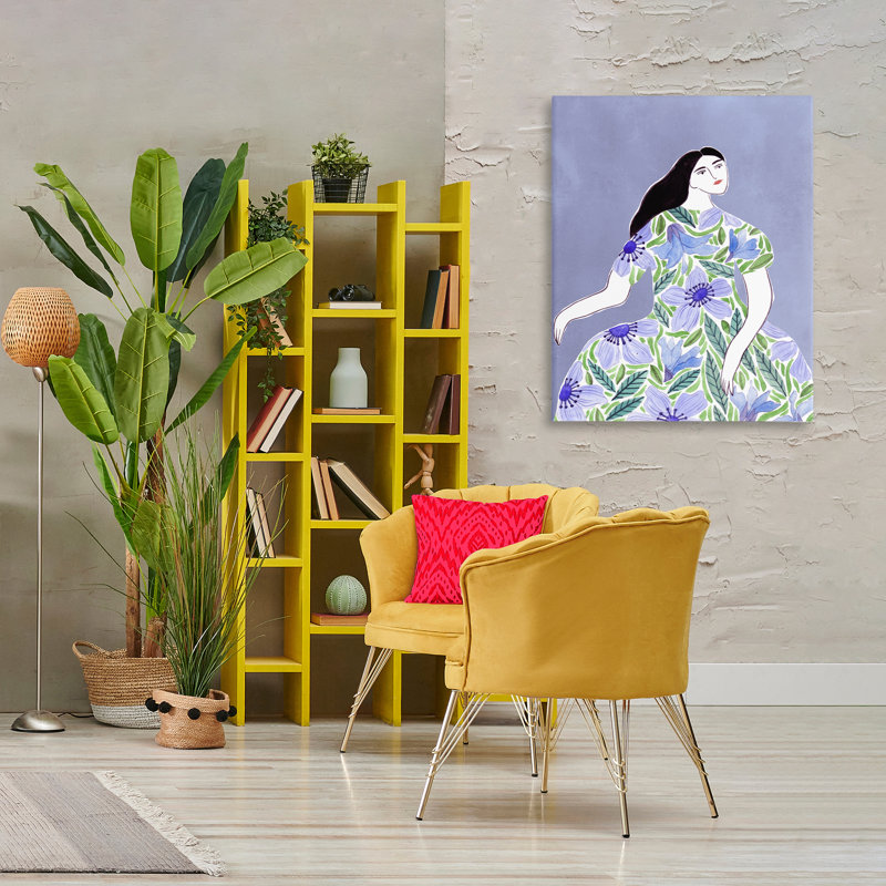  «Woman in Blue Floral Gown» par Melissa Wang, H 40 po x l 30 po