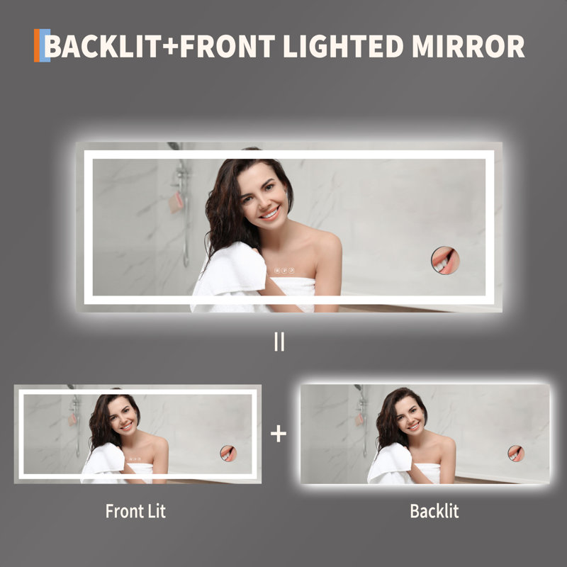 24" x 32" LED Bathroom Mirror with Frontlit & Backlit, Metal Frame Vanity Mirror, Anti-Fog, Stepless Dimmable 3 Colors (White/Warm/Natural), Wall-Mounted