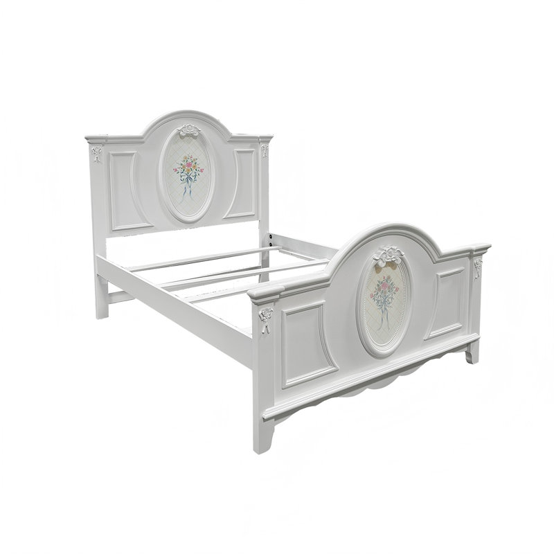 White Floral Twin Panel Bed